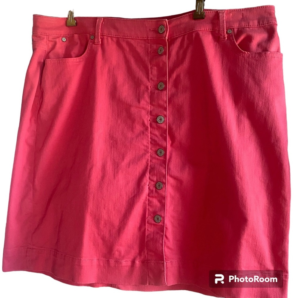 Talbots front button jean skirt